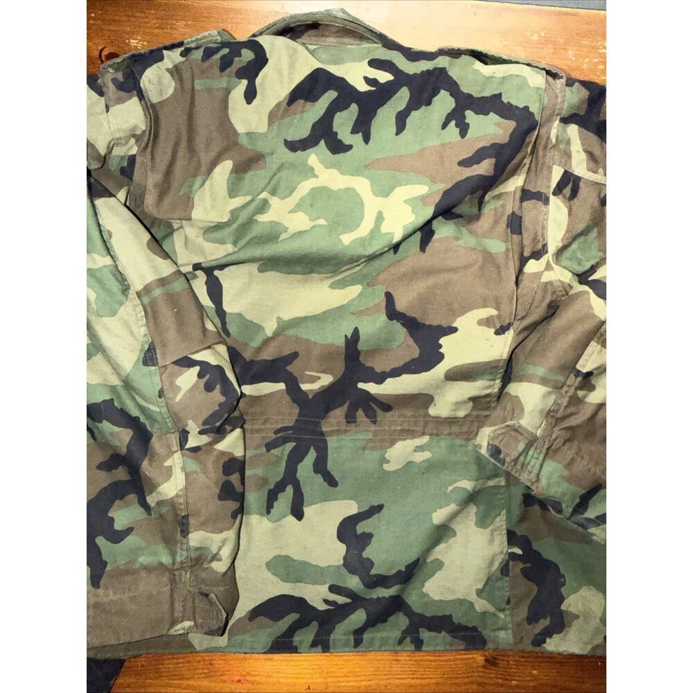 Vintage 1980s US Military M-65 Field Jacket Mens Medium Woodland Camo Coat Liner - Picture 6 of 7